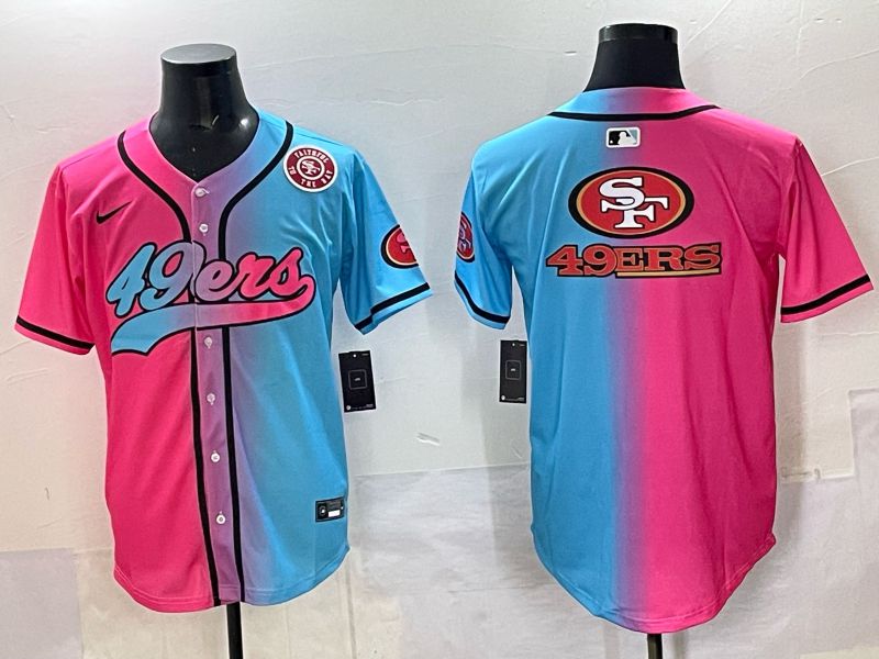 Men 2025 San Francisco 49ers Blank Blue pink Nike Limited NFL Jersey style 015